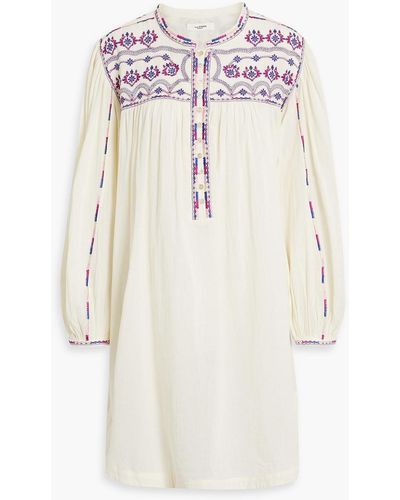 Isabel Marant Federika Embroidered Cotton-gauze Mini Dress - White