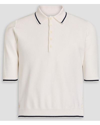 Thom Browne Silk And Cotton-blend Piqué Polo Shirt - Natural