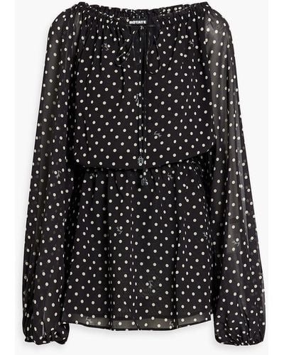 ROTATE BIRGER CHRISTENSEN Polka-dot Chiffon Mini Dress - Black