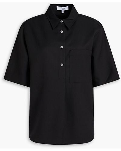 Theory Wool-blend Twill Polo Shirt - Black