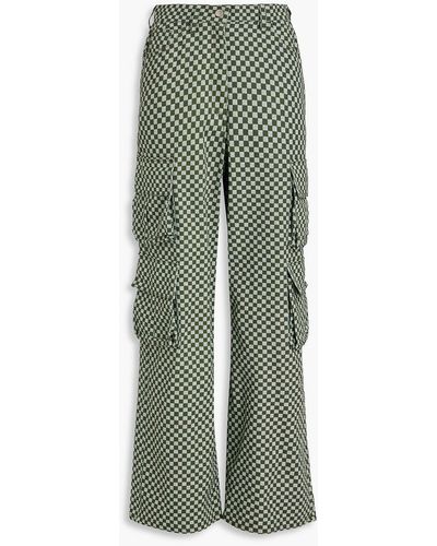 Shrimps Jemima Checked Cotton-twill Cargo Pants - Green