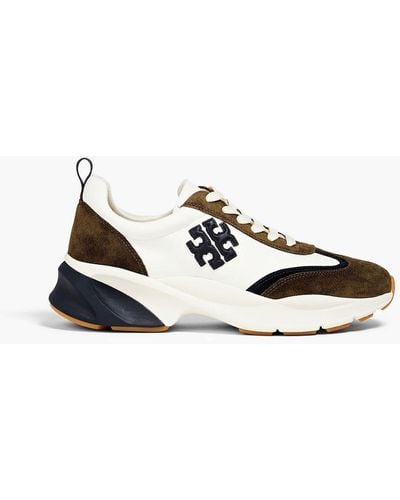 Tory Burch Suede And Shell Trainers - Green