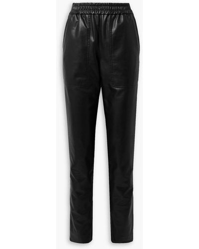 Tibi Faux Leather Straight-leg Trousers - Black