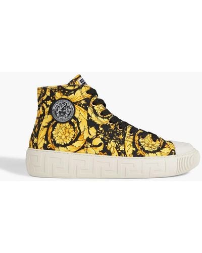 Versace Barocco Printed Canvas High-top Sneakers - Yellow