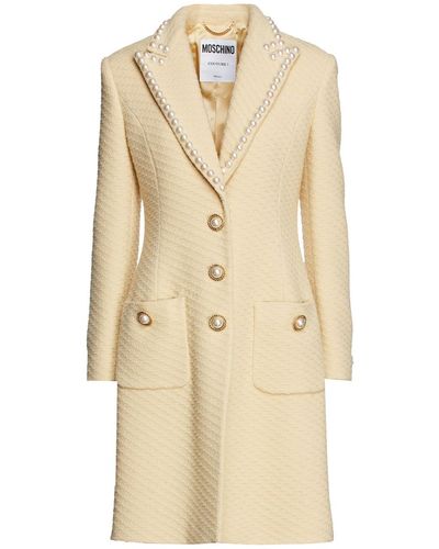 Moschino Embellished Wool-blend Tweed Coat - Natural