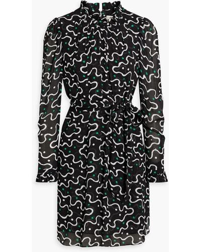 Diane von Furstenberg New Woodley Printed Chiffon Mini Dress - Black