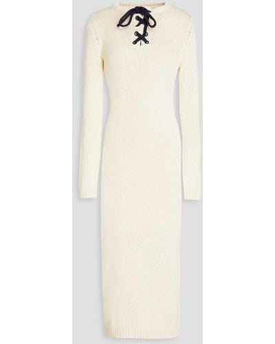 Zimmermann Lace-up Cotton Midi Dress - Natural