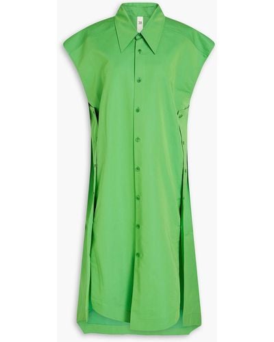 Petar Petrov Adri Cotton And Silk-blend Poplin Midi Shirt Dress - Green