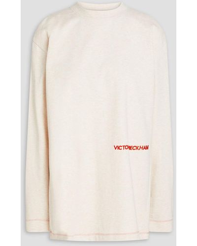 Victoria Beckham Mélange Organic Cotton-jersey Top - Natural