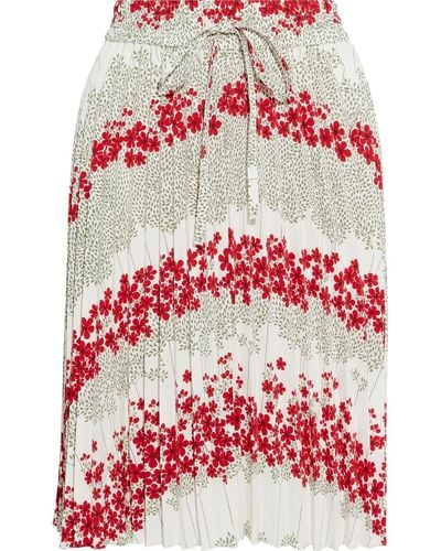 RED Valentino Pleated Floral-print Crepe De Chine Skirt - White