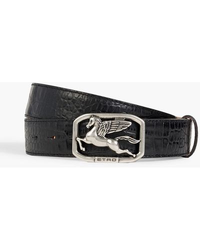 Etro Croc-effect Leather Belt - Black