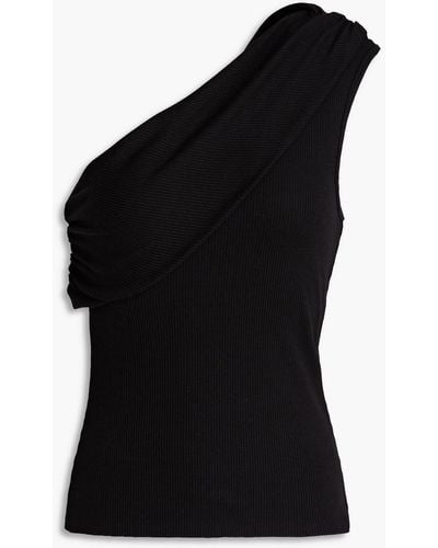The Range One-shoulder Ribbed Lyocell Tm-blend Jersey Top - Black