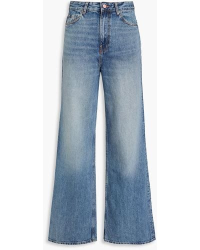 Ganni Faded High-rise Wide-leg Jeans - Blue