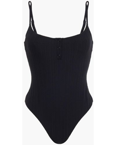Onia Ribbed Jersey Thong Bodysuit - Black