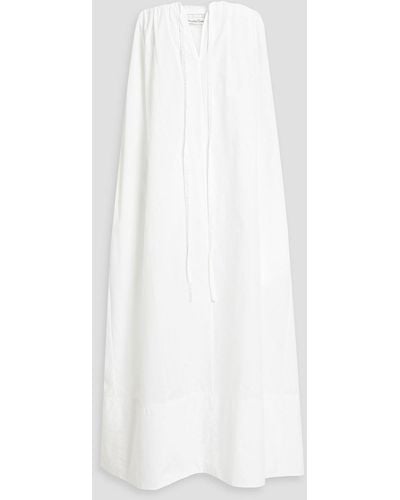 Another Tomorrow Strapless Cotton-poplin Midi Dress - White