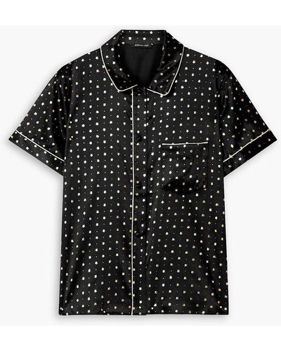 Morgan Lane Tami pyjama-hemd aus satin aus einer seidenmischung mit print und metallic-effekt - Schwarz