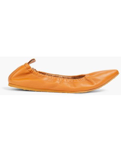 Gianvito Rossi Alina Leather Pointed-toe Flats - Orange