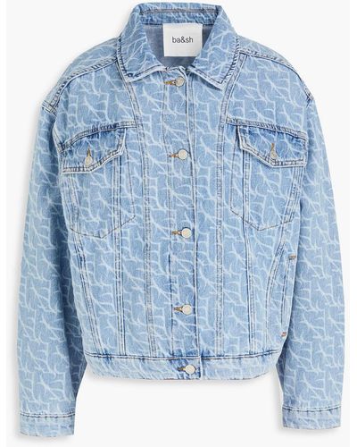 Ba&sh Printed Denim Jacket - Blue