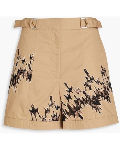 3.1 Phillip Lim Lace-trimmed Cotton Shorts - Natural