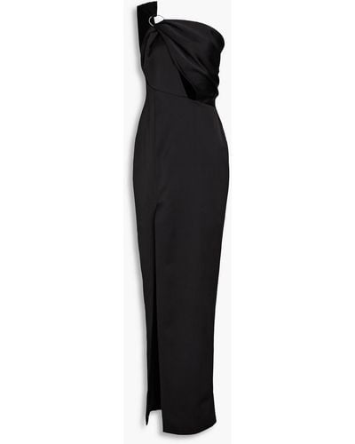 Rasario One-shoulder Cutout Satin-crepe Gown - Black