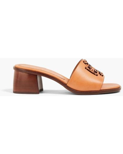 Tory Burch Ines Embellished Leather Mules - Brown
