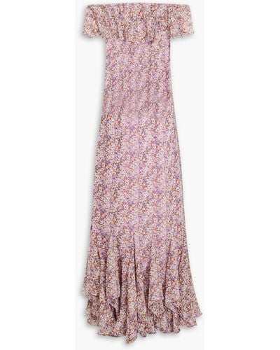 Mikael Aghal Ruffled Floral-print Chiffon Maxi Dress - Pink