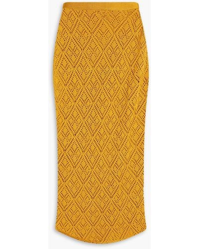Savannah Morrow Crochet Pima Cotton Midi Skirt - Yellow