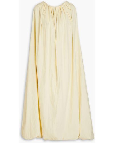 Missing You Already Pleated Cotton-blend Poplin Midi Dress - Natural