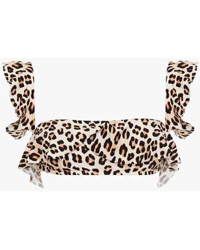 ViX Ruffled Leopard-print Bikini Top - Multicolour