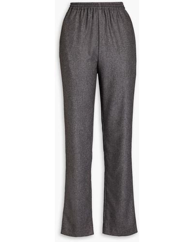 Eskandar Mélange Silk And Cashmere-blend Canvas Tapered Pant - Gray