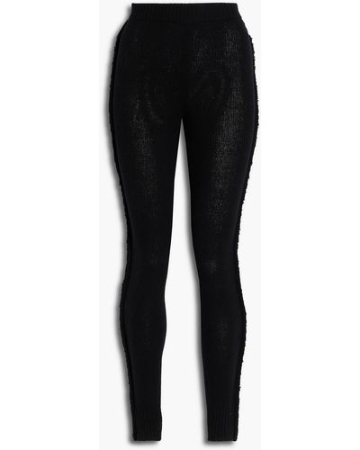 Marni Frayed Knitted Cashmere And Wool-blend leggings - Black