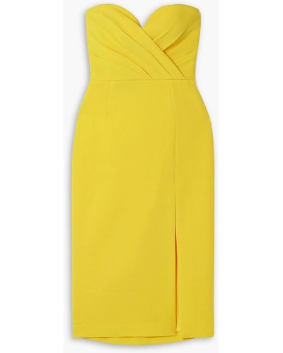 Rebecca Vallance Rosanna Strapless Crepe Midi Dress - Yellow
