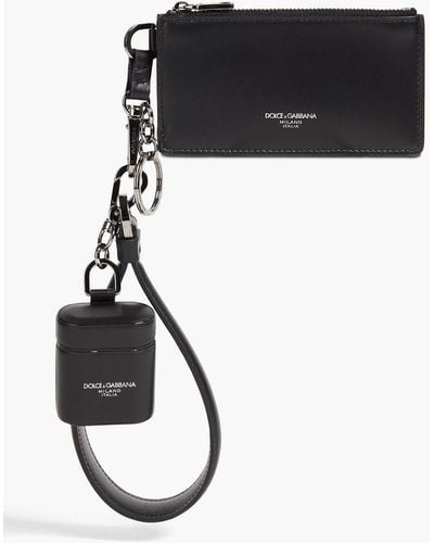 Dolce & Gabbana Leather Wallet And Airpods Case - Black