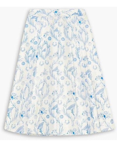SINDISO KHUMALO Printed Silk-shantung Skirt - Blue