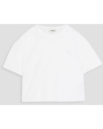 Sandro Embroidered Cotton-jersey T-shirt - White