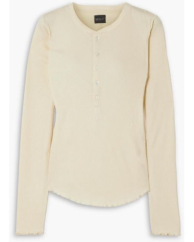 WSLY The Rivington Ribbed Stretch- Jersey Top - Natural