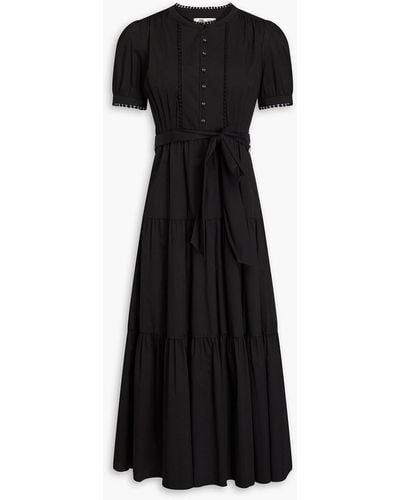 Diane von Furstenberg Frankie Belted Tiered Cotton-blend Midi Dress - Black
