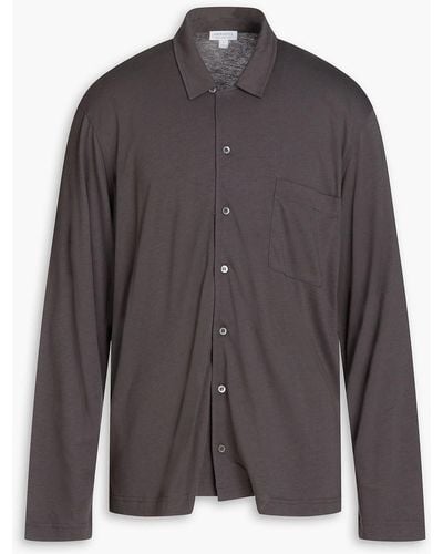 Sunspel Cotton And Modal-blend Jersey Pyjama Top - Brown