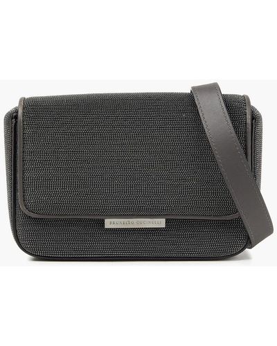 Brunello Cucinelli Bead-embellished Leather Belt Bag - Grey