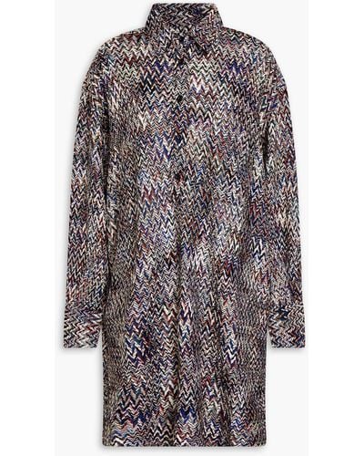 Missoni Crochet-knit Mini Shirt Dress - Grey