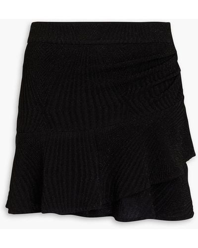 IRO Uzini Layered Ruched Knitted Mini Skirt - Black