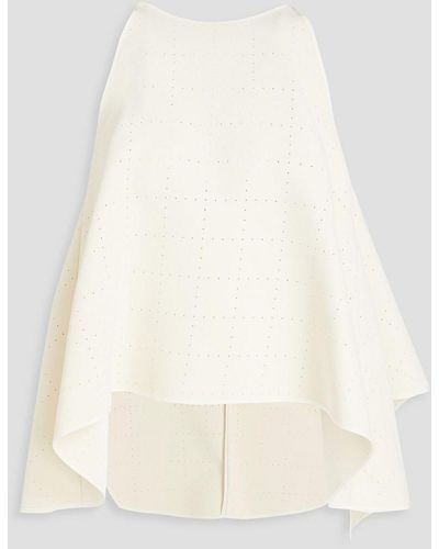Maticevski Melody Perforated Crepe Peplum Top - White