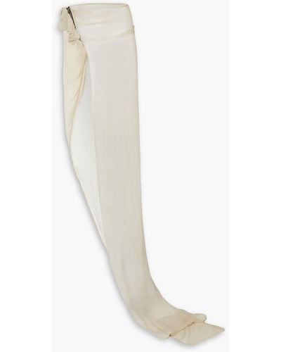 Rick Owens Asymmetric Ruffled Chiffon Maxi Skirt - White