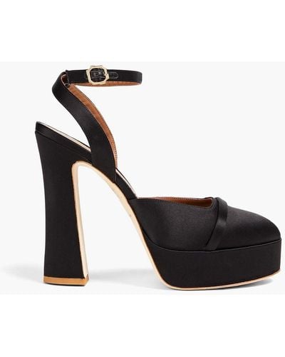 Malone Souliers Mora Satin Platform Court Shoes - Black