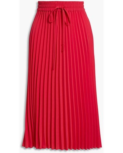 RED Valentino Pleated Crepe De Chine Midi Skirt - Red
