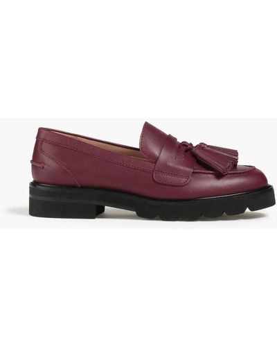 Stuart Weitzman Adrina Tasselled Leather Loafers - Red