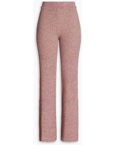REMAIN Birger Christensen Mélange Ribbed-knit Flared Trousers - Pink