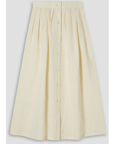 Giuliva Heritage Lilium Pleated Linen And Cotton-blend Midi Skirt - White