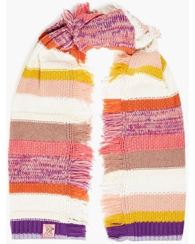 Zimmermann Striped Merino Wool, Cotton And Cashmere-blend Scarf - Pink