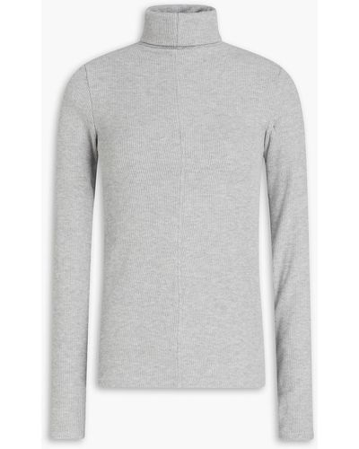 Enza Costa Ribbed-knit Turtleneck Sweater - Grey